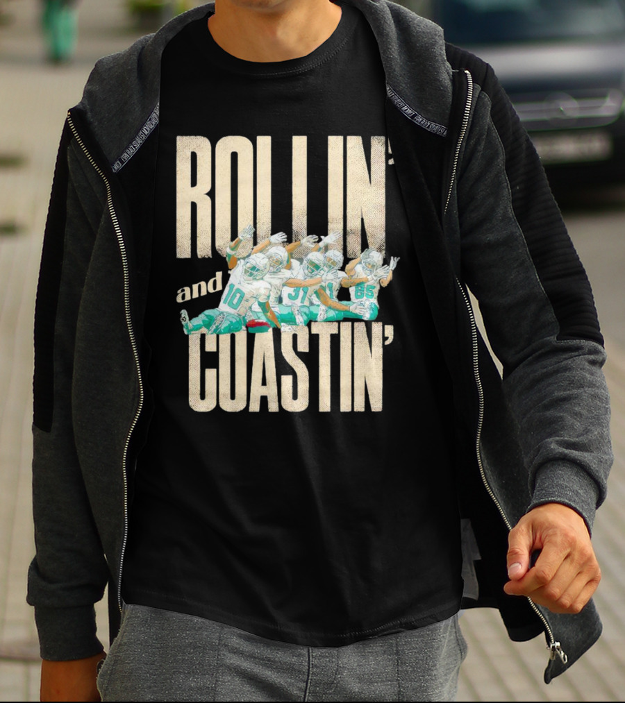 Rollin And Coastin Miami Dolphin Football Cartoon Team T-Shirt
