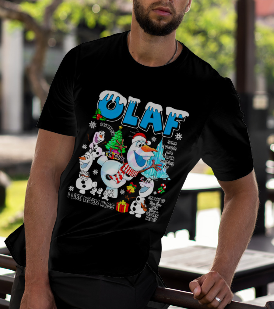 OLAF Summer I'm Olaf I Like Warm Hugs Christmas Santa Hat Some People Are Worth Melting For T-Shirt