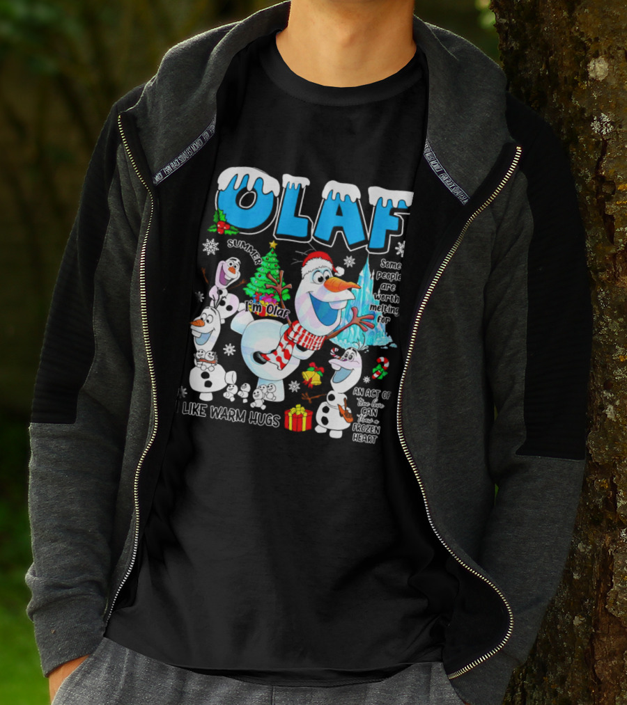 OLAF Summer I'm Olaf I Like Warm Hugs Christmas Santa Hat Some People Are Worth Melting For T-Shirt