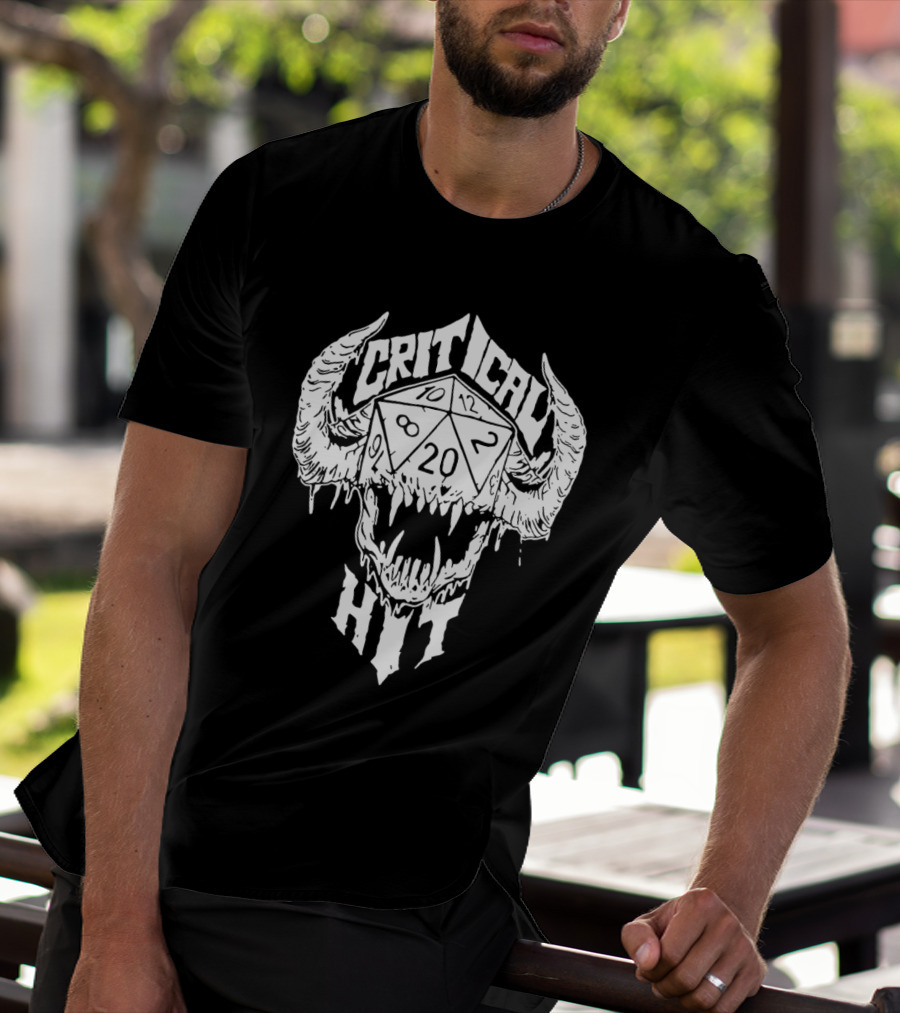 Critical Hit Dice Skull D20 Gaming T-Shirt