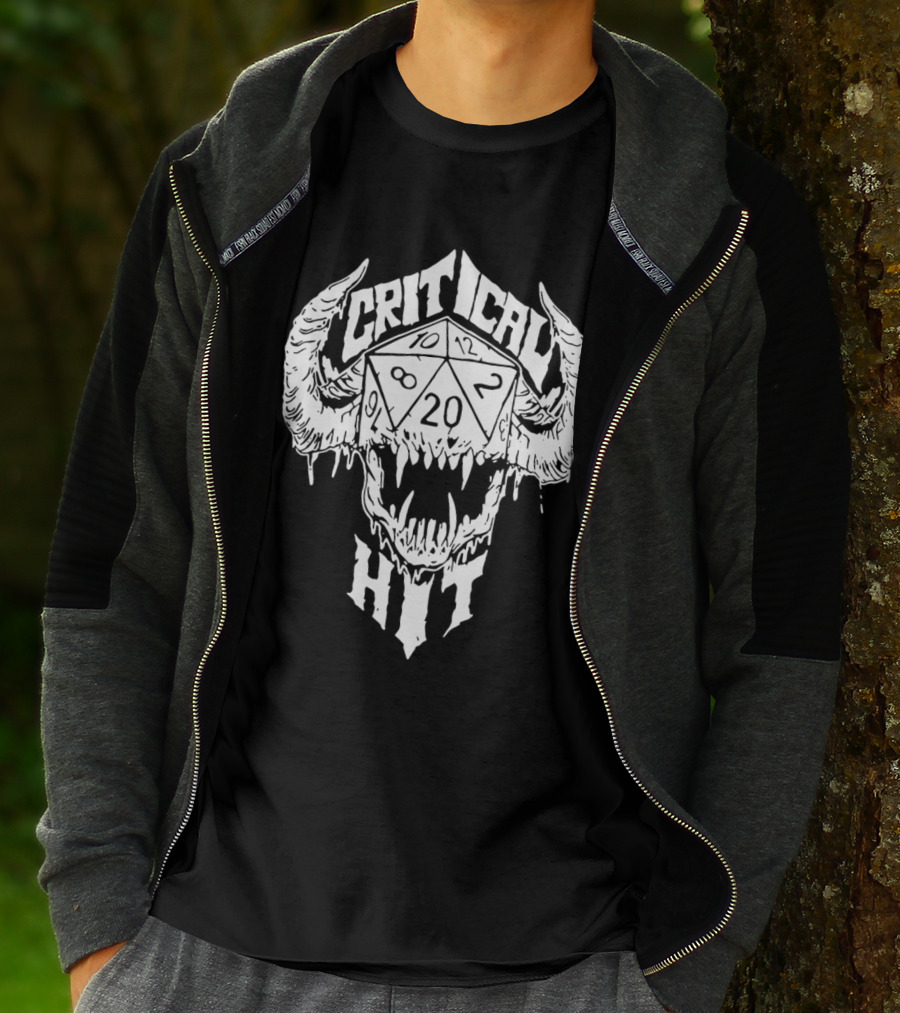 Critical Hit Dice Skull D20 Gaming T-Shirt
