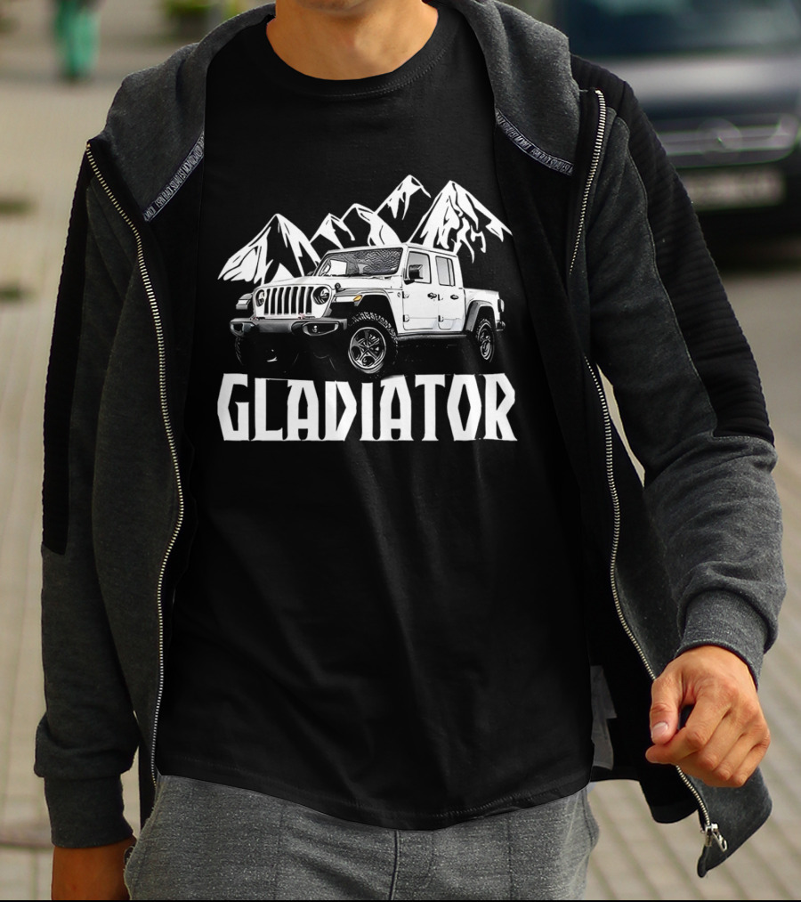 Gladiator Jeep With Mountain Background T-Shirt