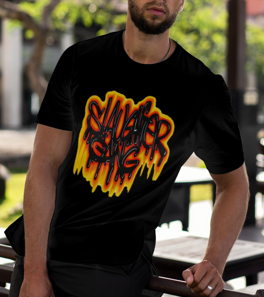Slaughter Gang Drip Graffiti Flames T-Shirt