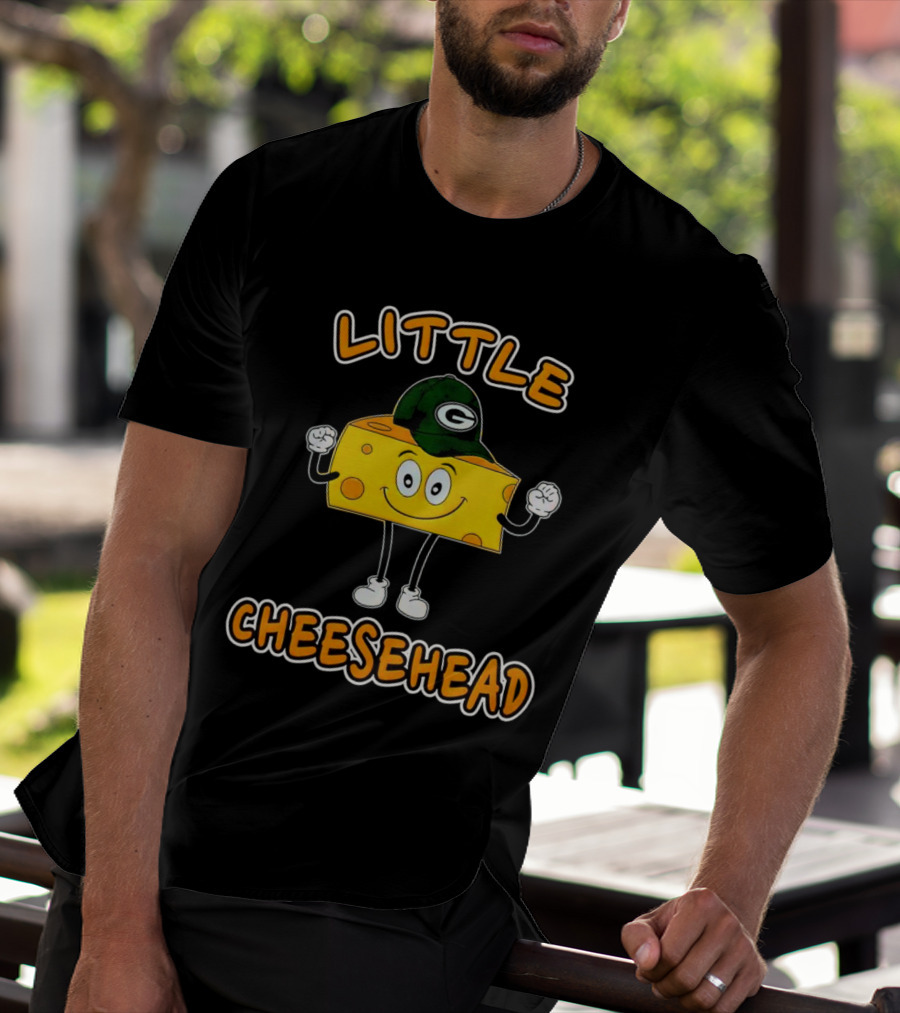 Green Bay Packers Little Cheesehead Illustration With Football Helmet T-Shirt