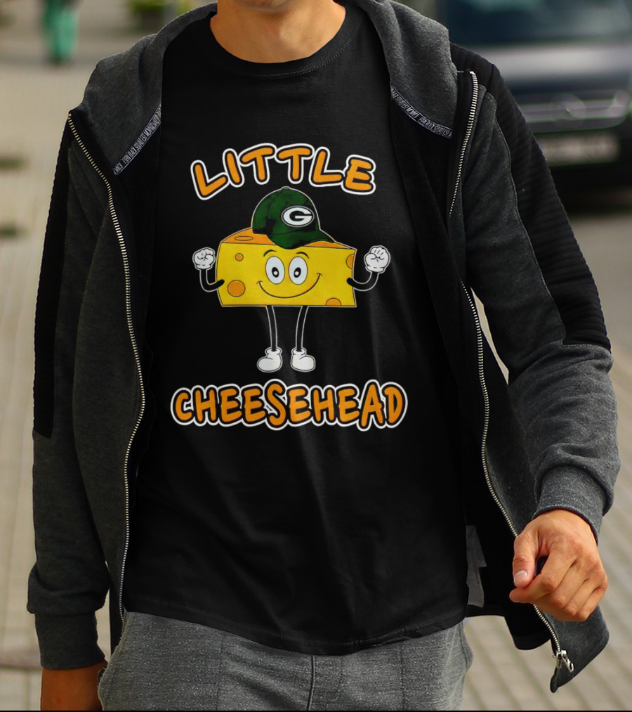 Green Bay Packers Little Cheesehead Illustration With Football Helmet T-Shirt