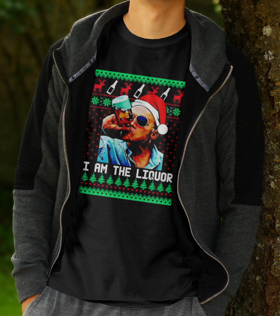 Jim Lahey I Am The Liquor Christmas Santa Hat Reindeer And Bottles T-Shirt