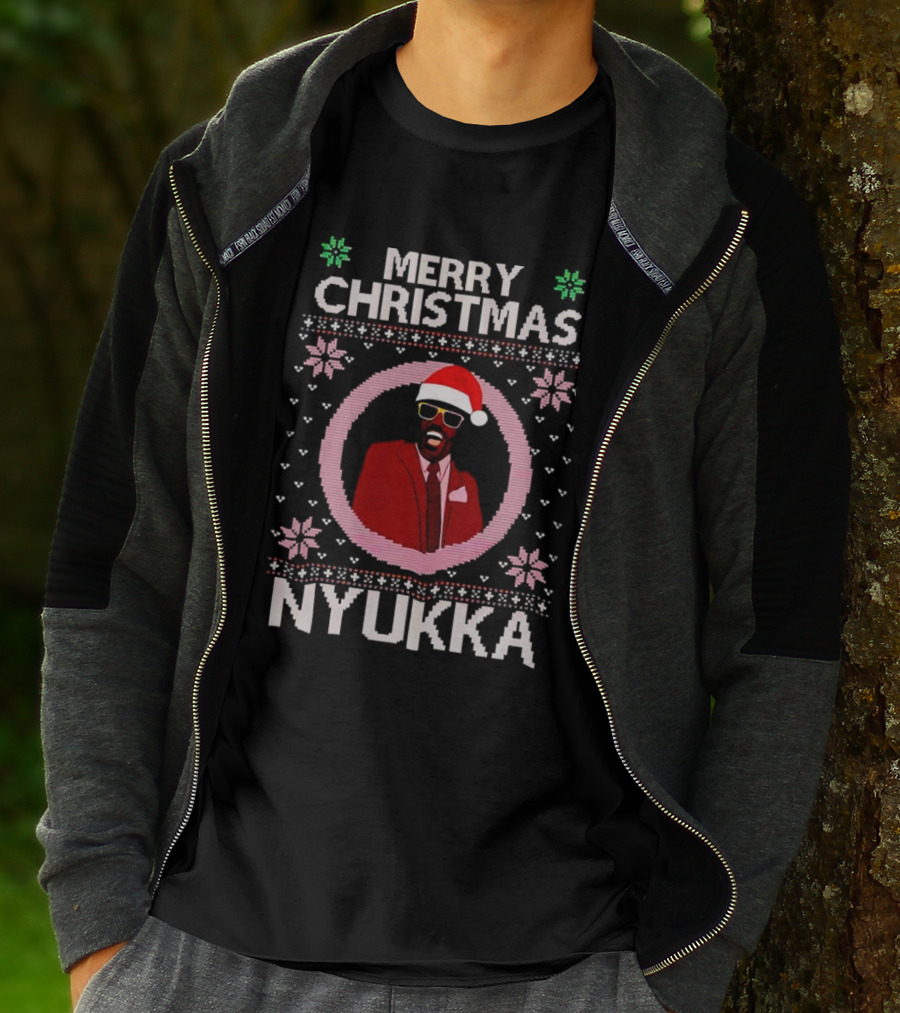 Merry Christmas Nyukka Santa Hat Snowflakes T-Shirt