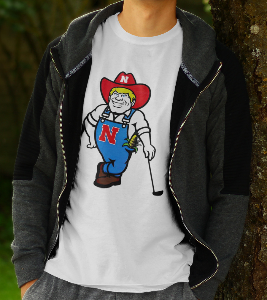 Nebraska Huskers Herbie Husker Iconic Corn Golf Character T-Shirt