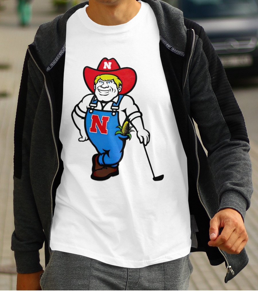 Nebraska Huskers Herbie Husker Iconic Corn Golf Character T-Shirt