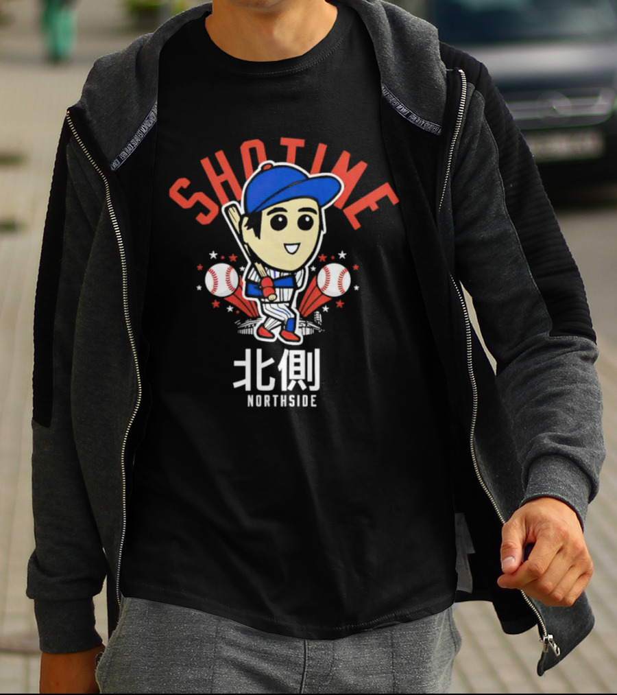 Shotime Northside Baseball Cartoon 北側 Player With Bat And Baseballs T-Shirt