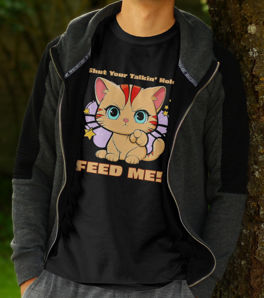 Shut Your Talkin' Hole Feed Me Starry Cute Cat T-Shirt