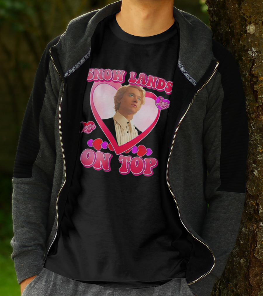 Snow Lands Love On Top Heart Framed Portrait Romance T-Shirt