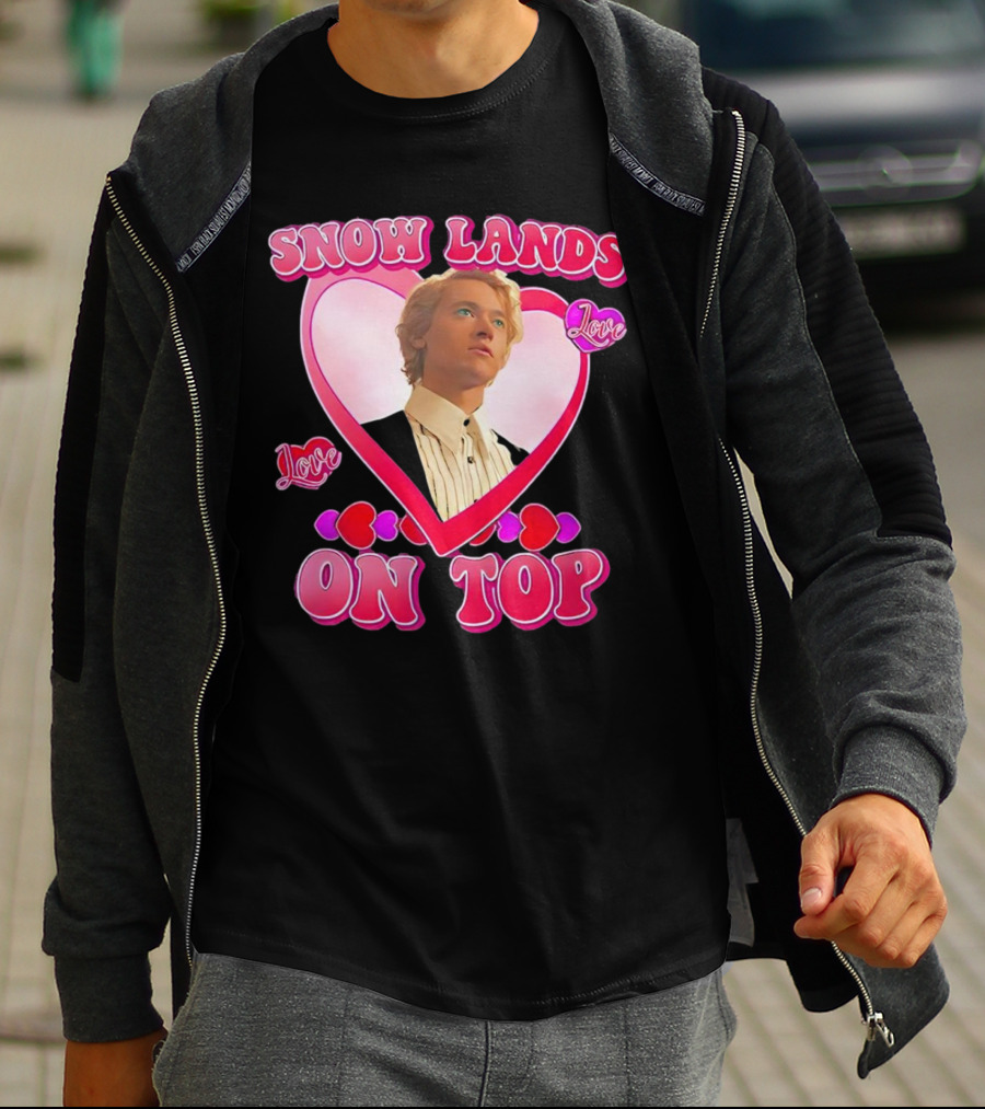 Snow Lands Love On Top Heart Framed Portrait Romance T-Shirt