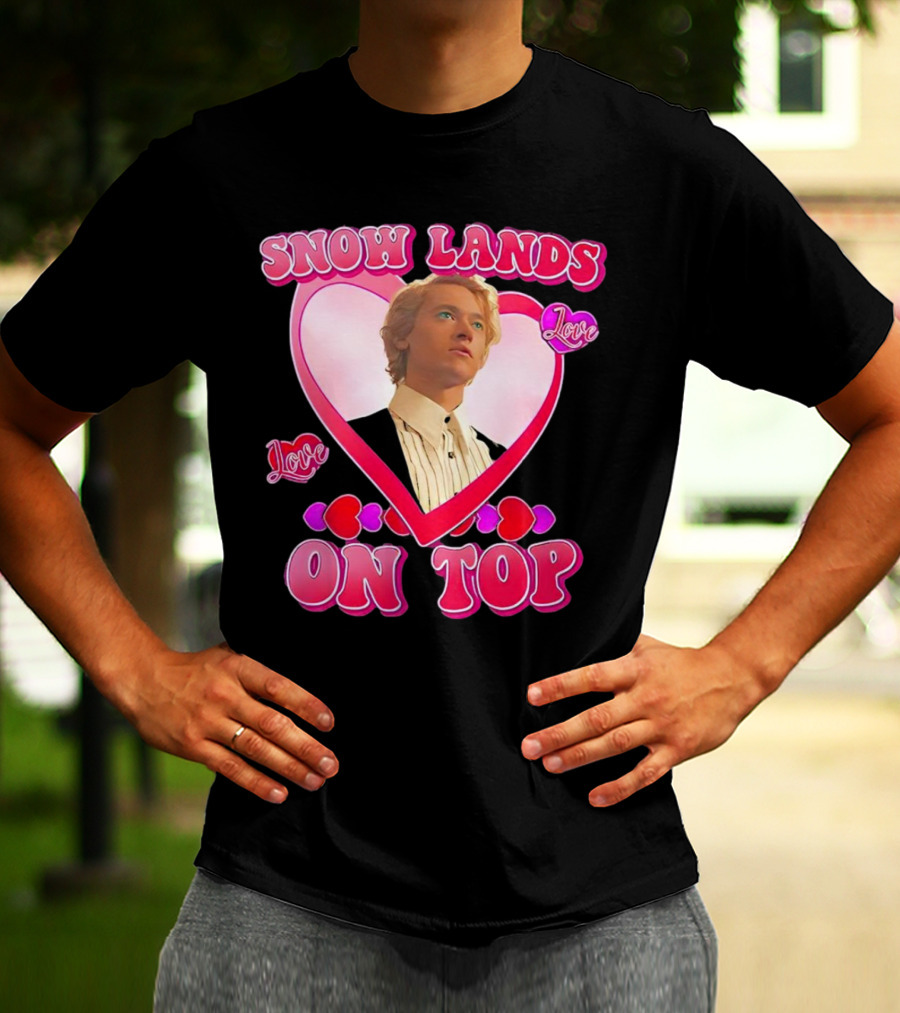 Snow Lands Love On Top Heart Framed Portrait Romance T-Shirt