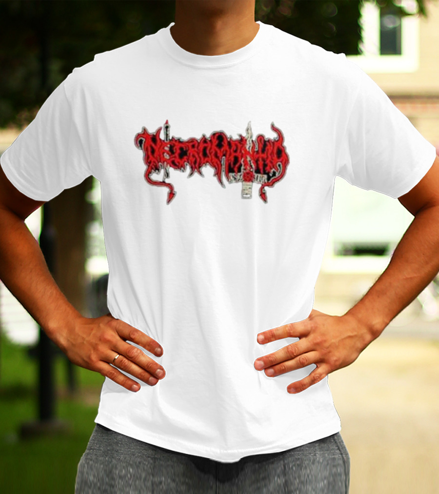Necromantia Logo Red Text With Sword And Candle T-Shirt