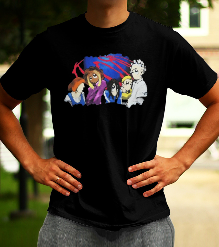 Rare Vintage 1998 Korn Cartoon Characters With Bold Red And Blue Elements T-Shirt