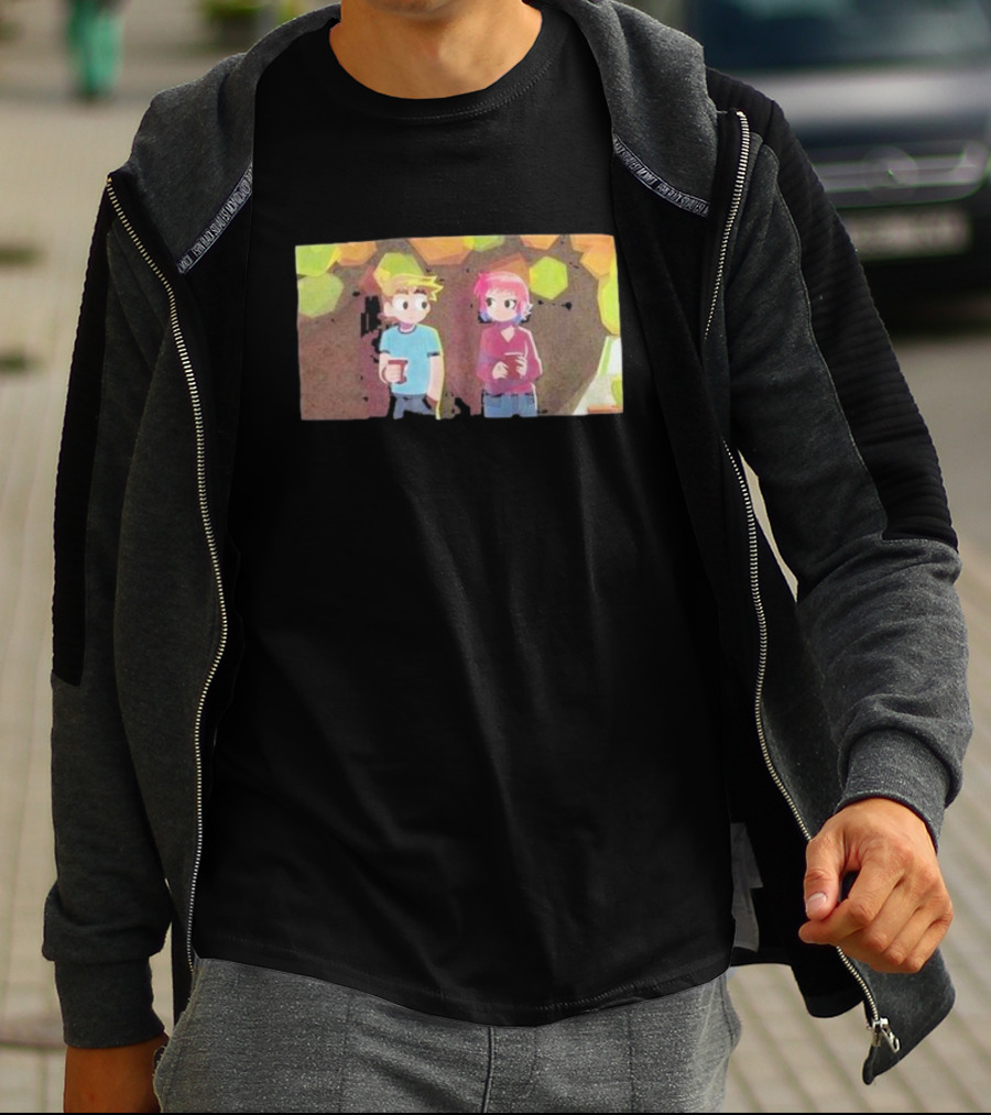 Scott Pilgrim Takes Off Hexagon Tree Scene T-Shirt