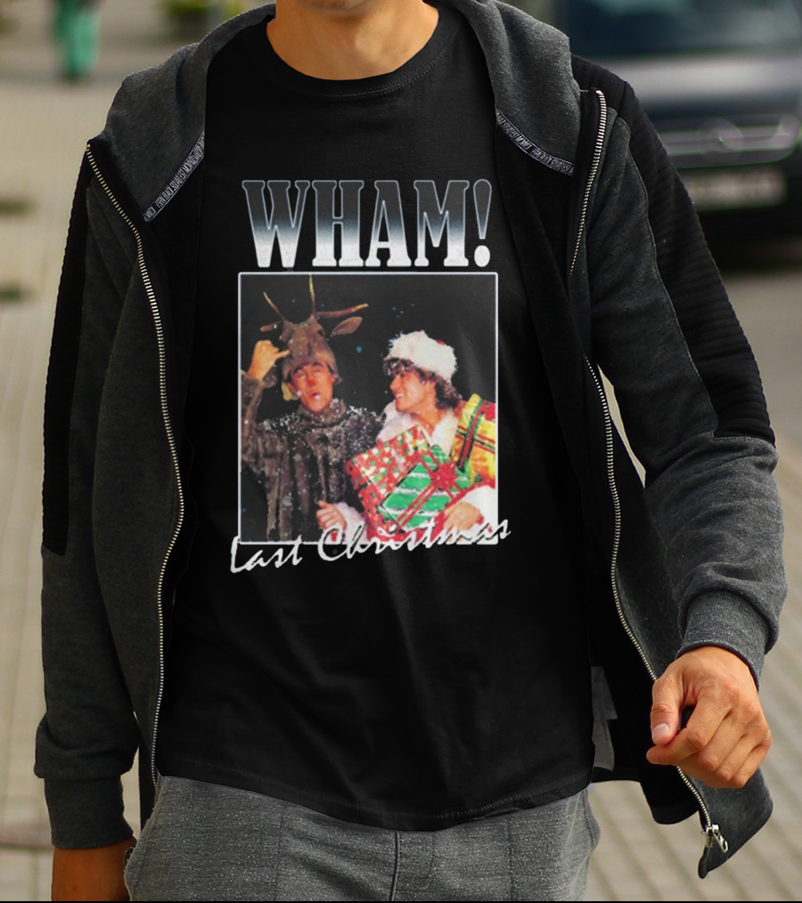 WHAM Last Christmas Reindeer And Santa Costume Scene T-Shirt