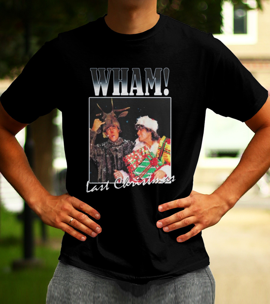 WHAM Last Christmas Reindeer And Santa Costume Scene T-Shirt