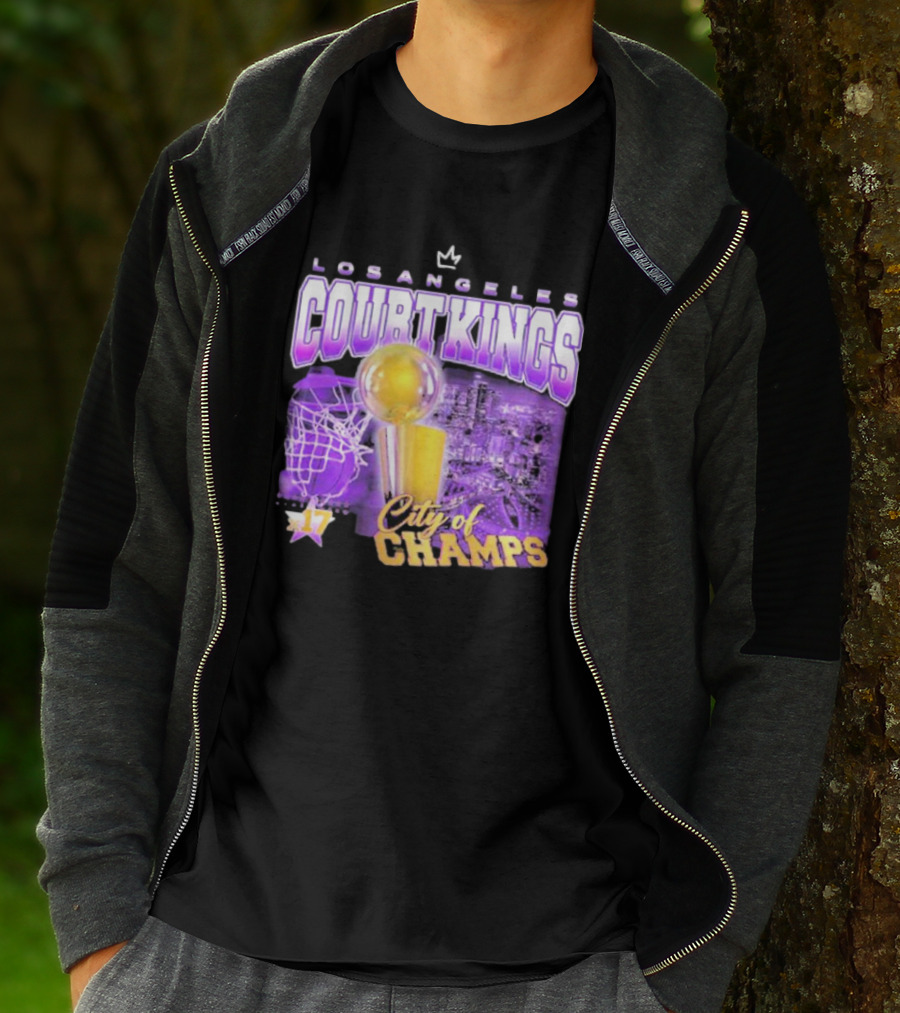 Los Angeles Court Kings City Of Champs 17 Golden Trophy T-Shirt