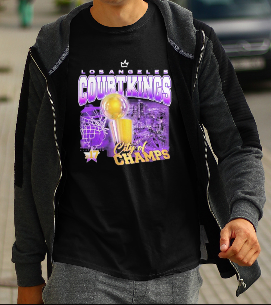 Los Angeles Court Kings City Of Champs 17 Golden Trophy T-Shirt