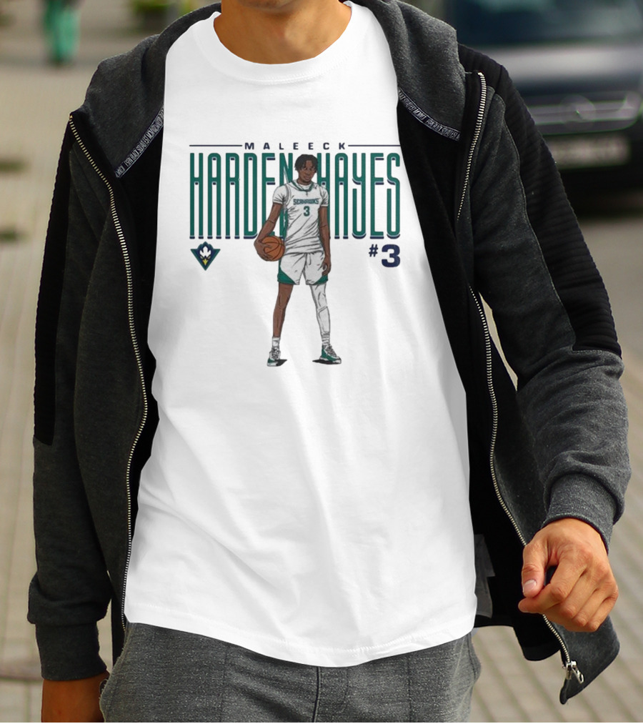 Maleeck Harden Hayes Seahawks #3 Basketball Player T-Shirt