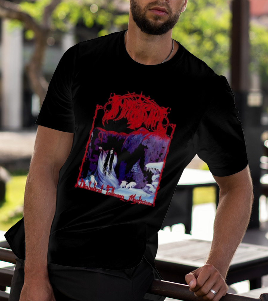 Immortal Diabolical Fullmoon Mysticism Red Logo Snowy Landscape Wraith And Wolves T-Shirt