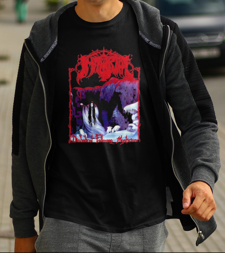 Immortal Diabolical Fullmoon Mysticism Red Logo Snowy Landscape Wraith And Wolves T-Shirt