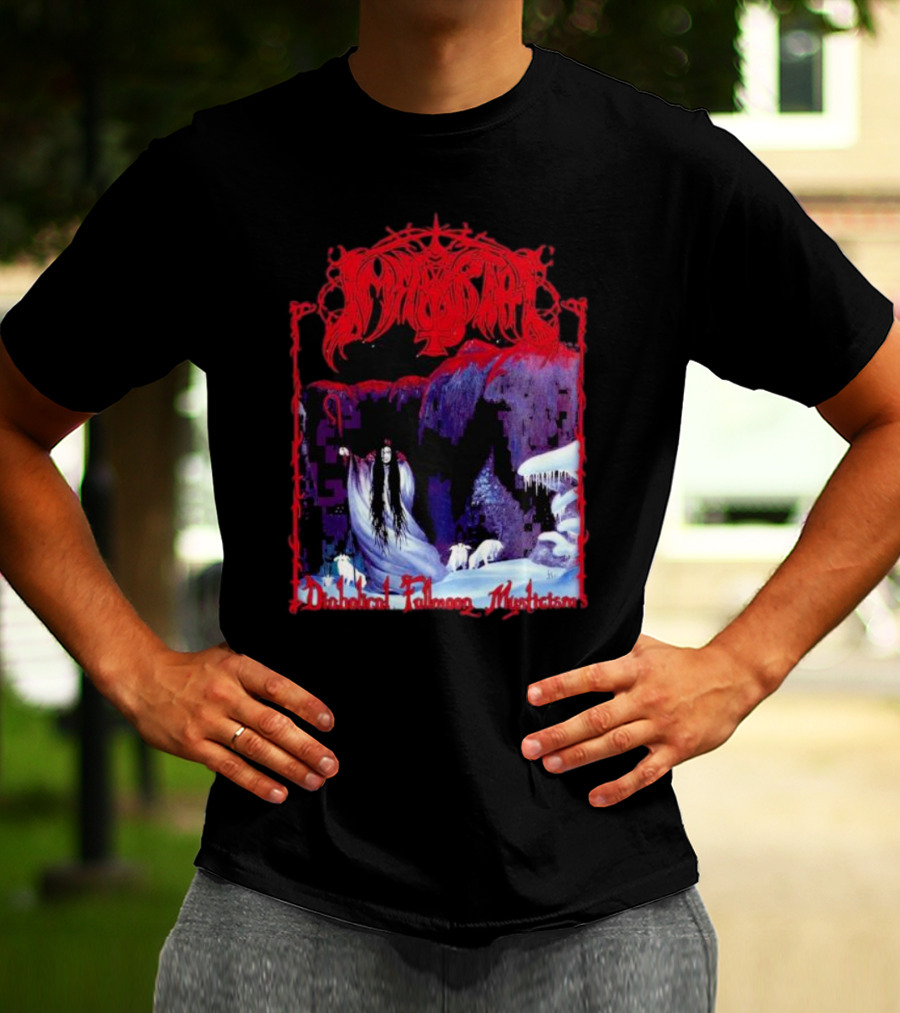 Immortal Diabolical Fullmoon Mysticism Red Logo Snowy Landscape Wraith And Wolves T-Shirt