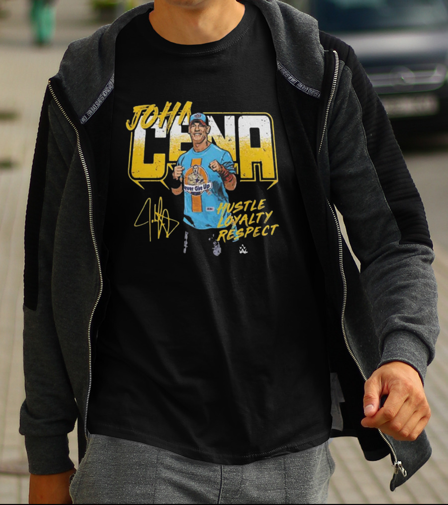 John Cena Hustle Loyalty Respect Never Give Up Signature WWE T-Shirt
