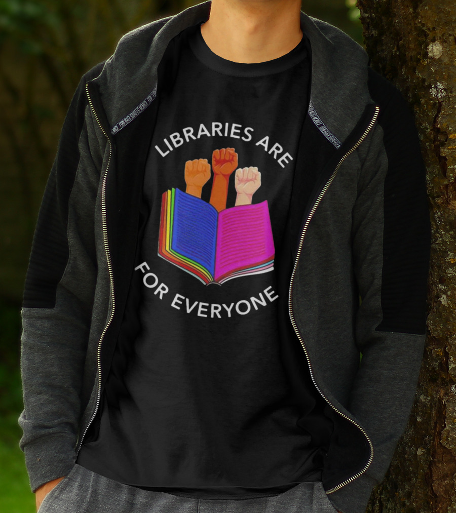 Libraries Are For Everyone Diverse Unity Open Book Fists T-Shirt