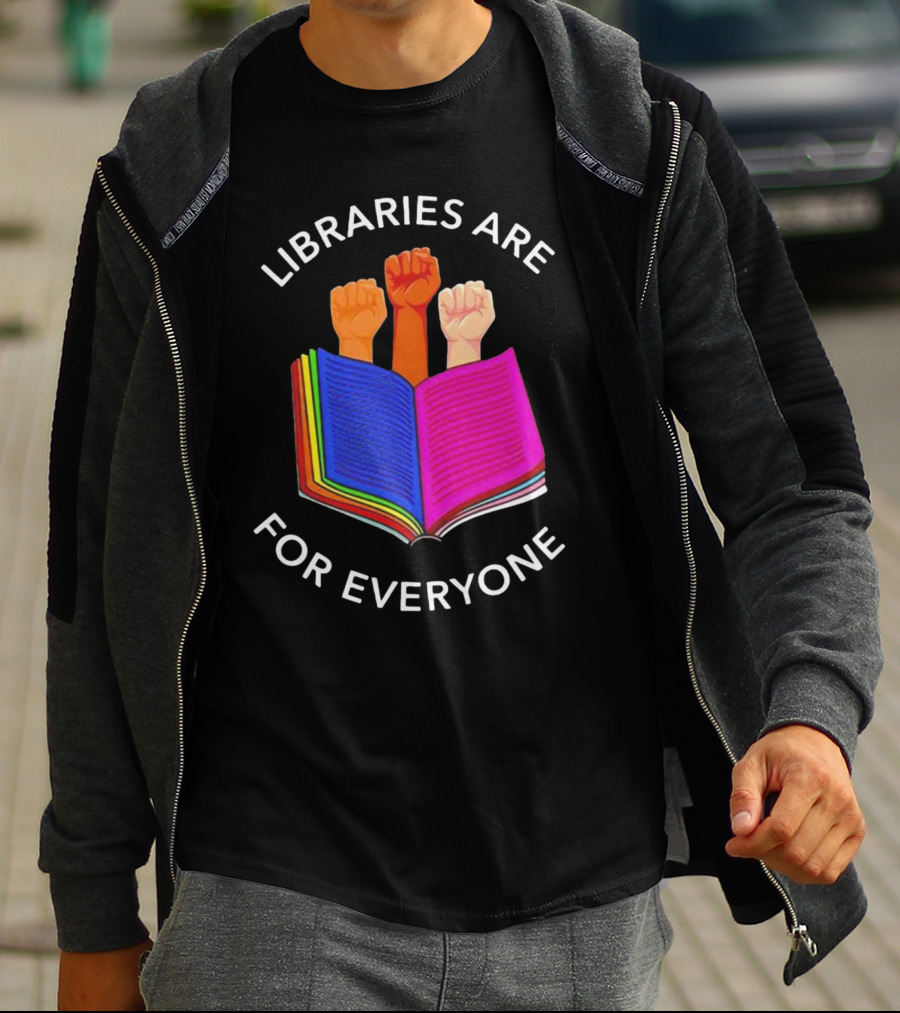 Libraries Are For Everyone Diverse Unity Open Book Fists T-Shirt