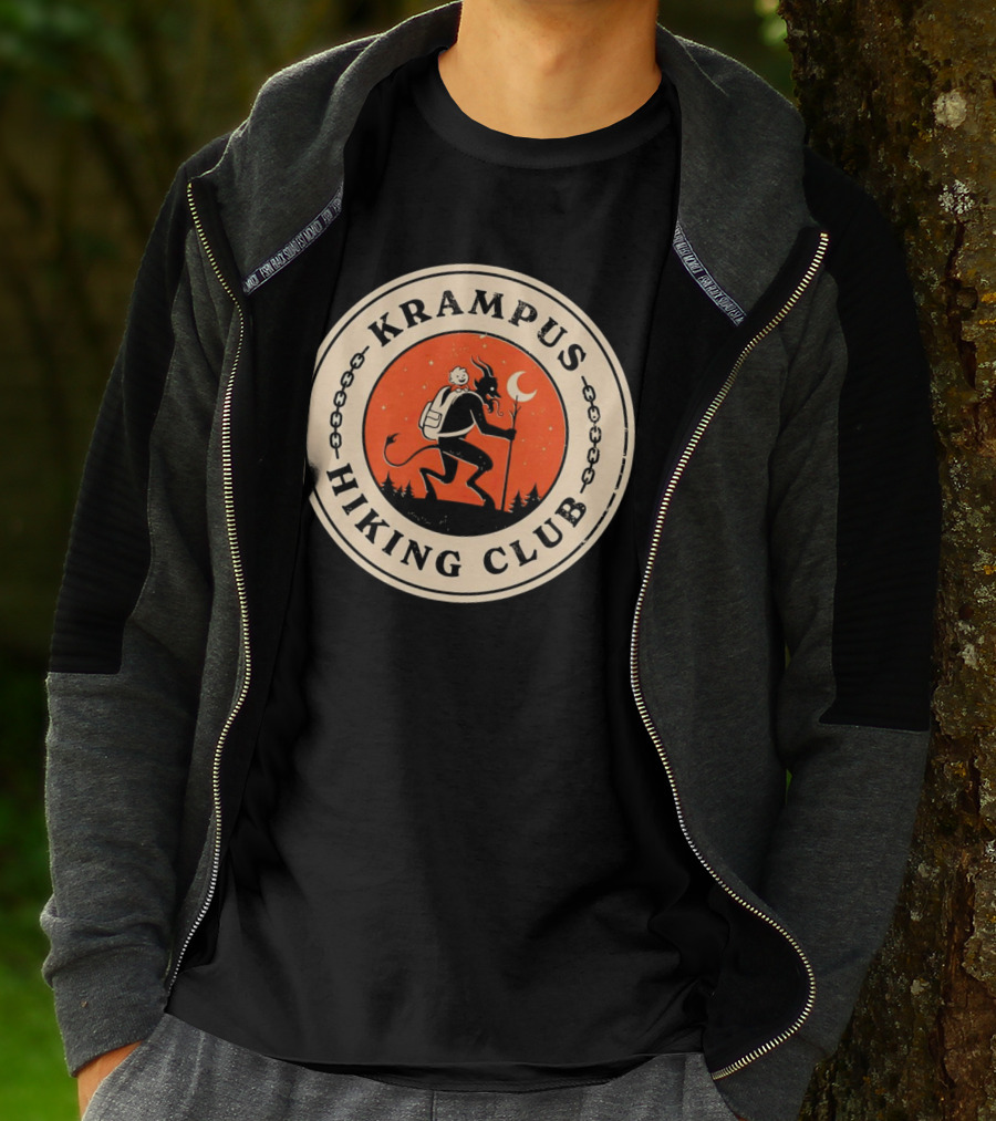 Krampus Hiking Club Moonlit Forest Adventure T-Shirt
