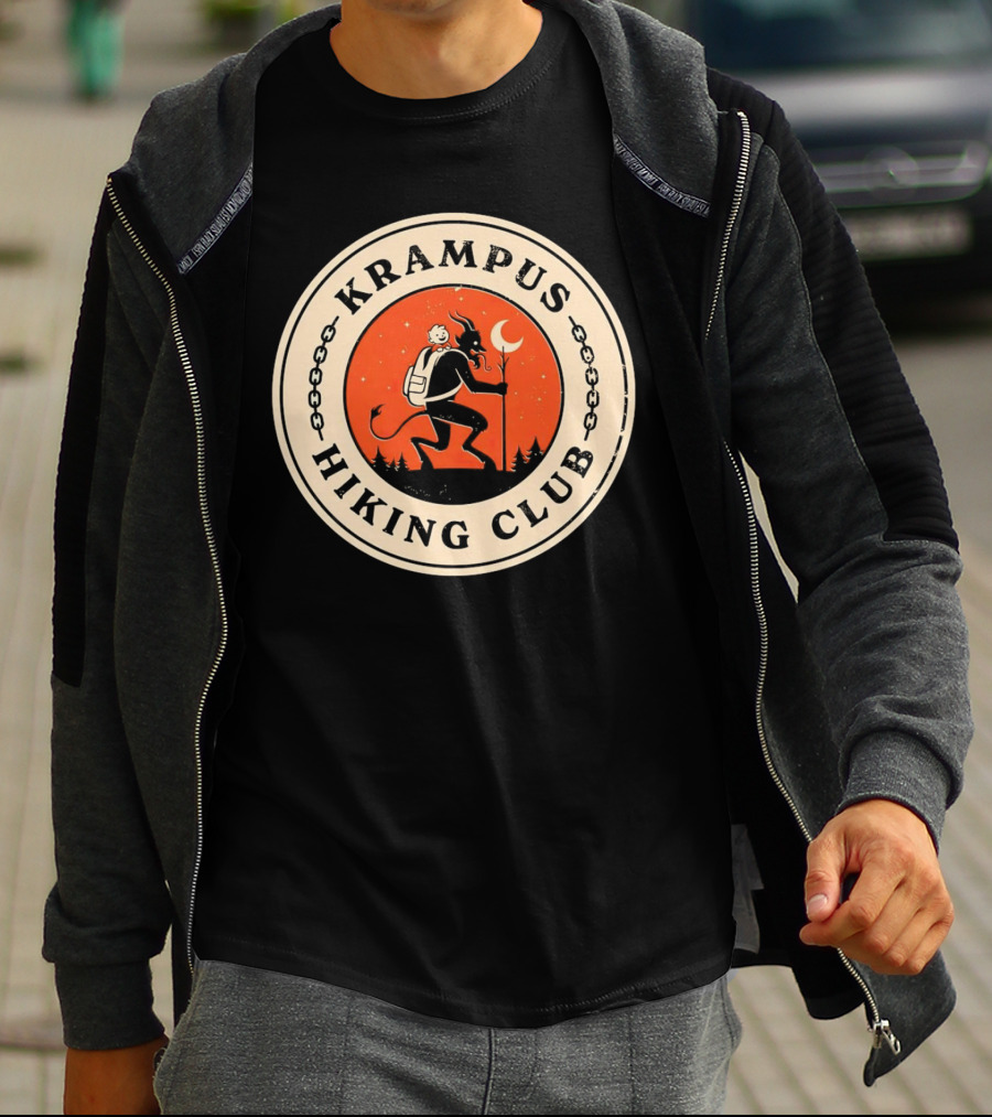 Krampus Hiking Club Moonlit Forest Adventure T-Shirt