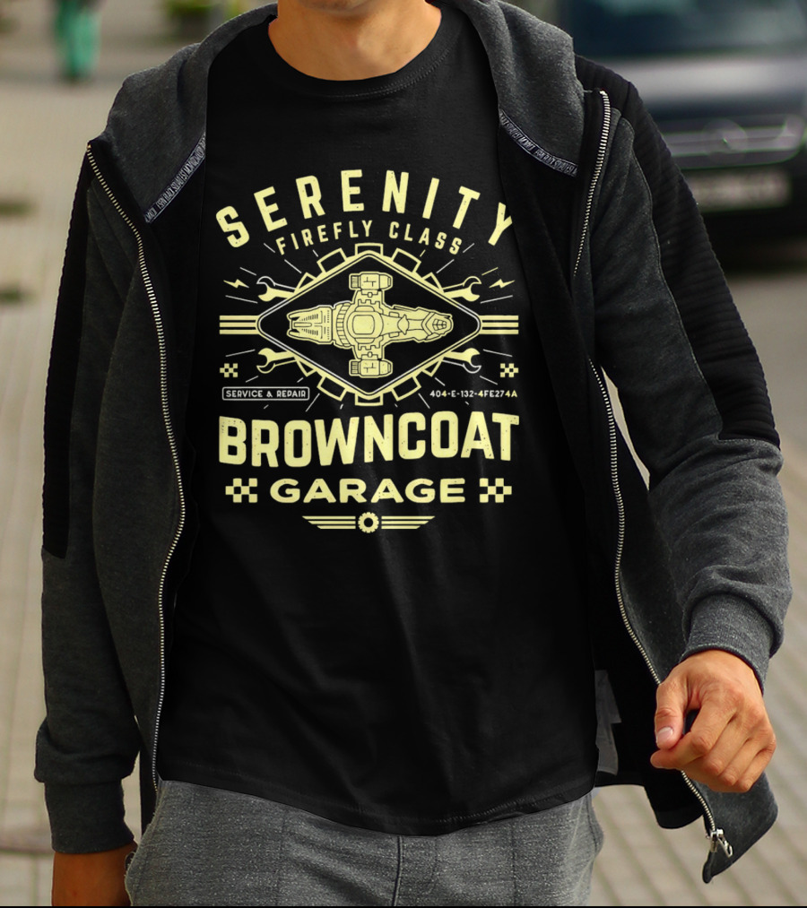 Serenity Firefly Class Browncoat Garage Service And Repair T-Shirt