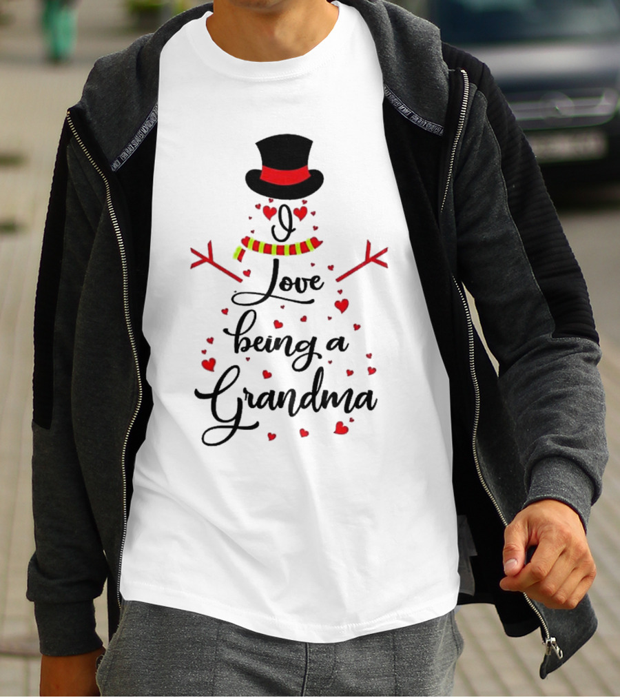 I Love Being A Grandma Snowman Hearts T-Shirt