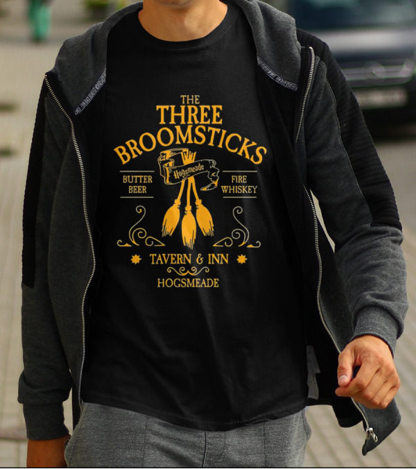 THE THREE BROOMSTICKS HOGSMEADE TAVERN And INN BUTTER BEER FIRE WHISKEY T-Shirt