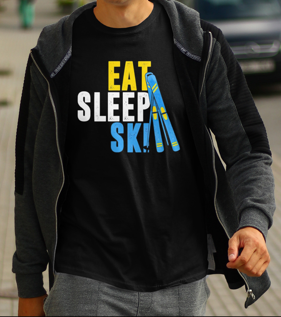 Eat Sleep Ski Skiing Ski Poles T-Shirt