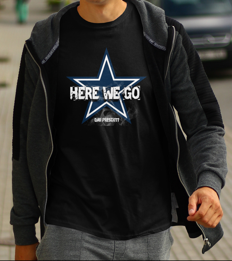 Dallas Cowboys Here We Go Dak Prescott Star T-Shirt