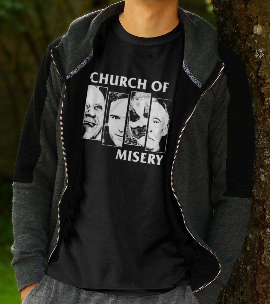 Church Of Misery Serial Killer Portraits Quad Collage T-Shirt
