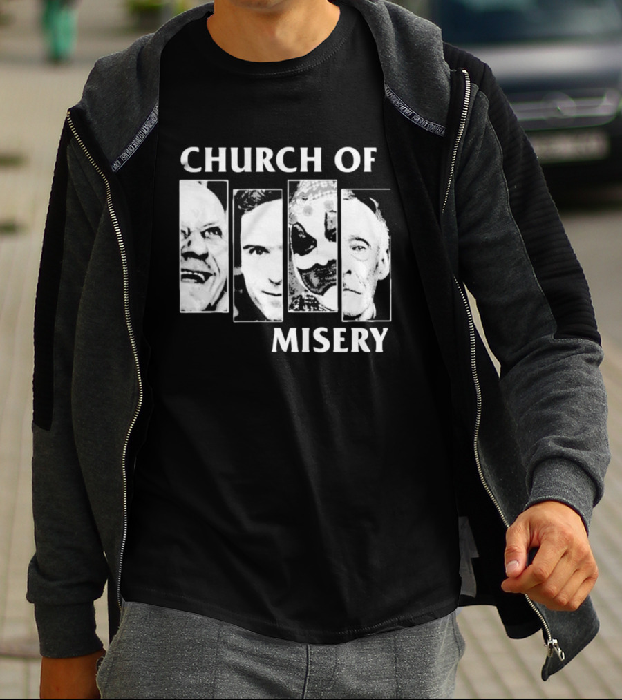 Church Of Misery Serial Killer Portraits Quad Collage T-Shirt