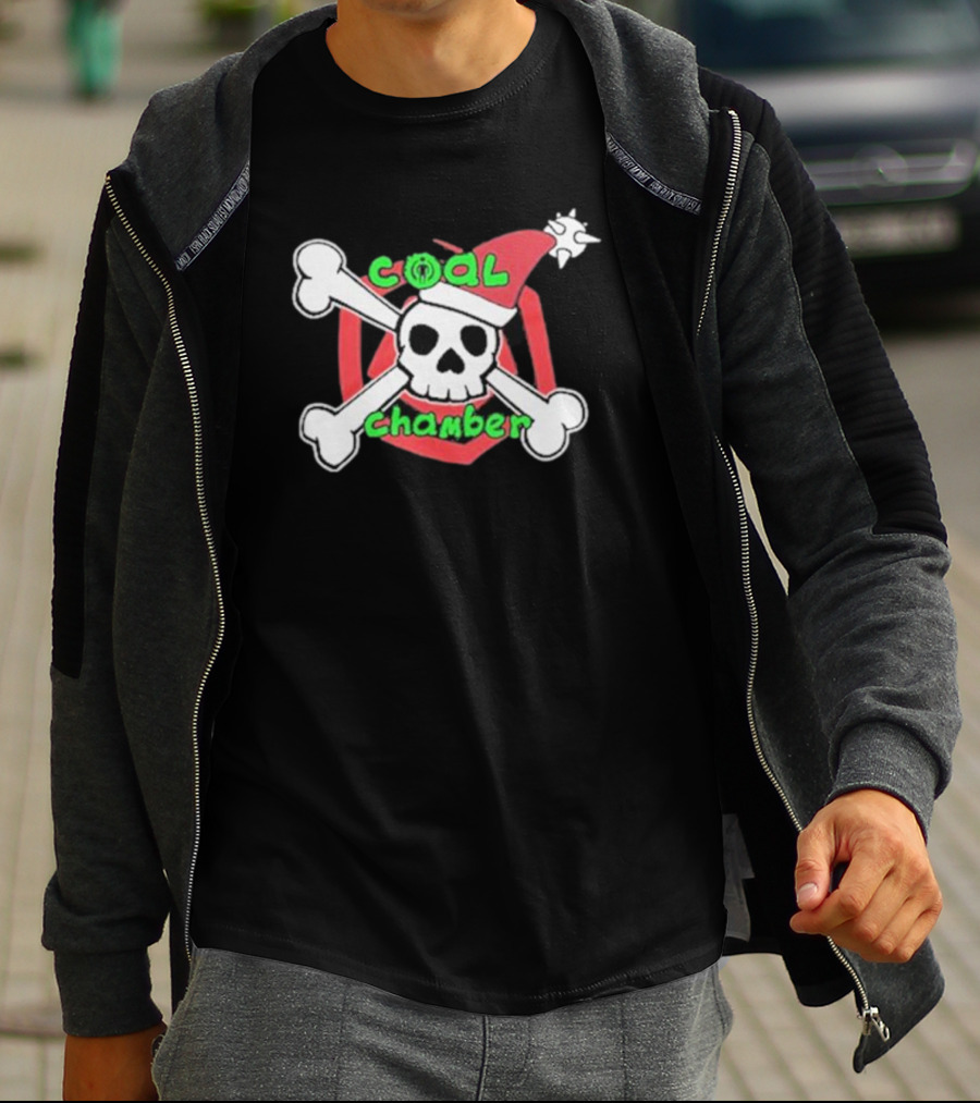 Coal Chamber Festive Skull With Santa Hat And Crossbones T-Shirt