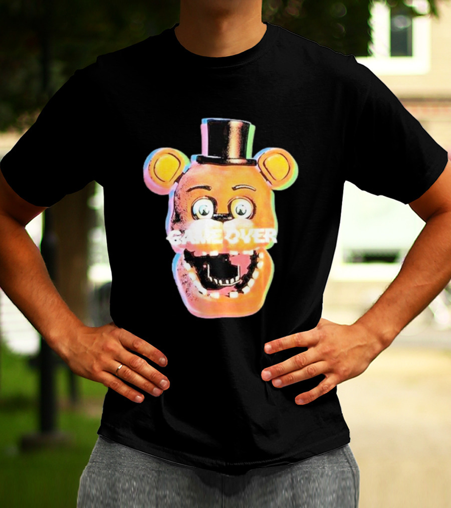 Five Nights At Freddy’s Game Over Text Freddy Head With Hat T-Shirt