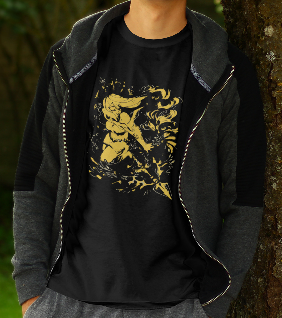 Galaxy Gal HelloWinter Vintage Warrior Fantasy Scene T-Shirt