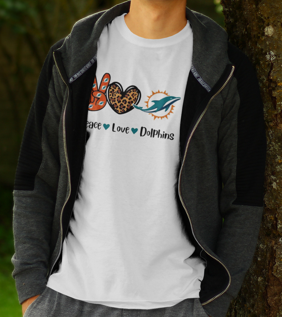 Peace Love Dolphins Miami Dolphins Football T-Shirt