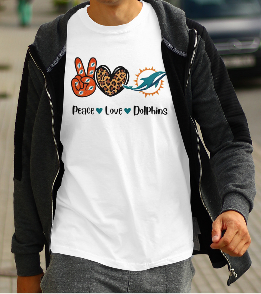 Peace Love Dolphins Miami Dolphins Football T-Shirt
