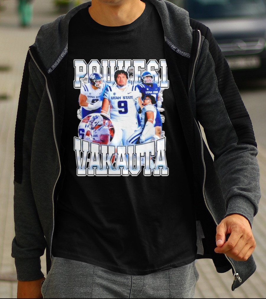 Poukesi Vakauta Utah State Aggies Football Player Number 9 T-Shirt