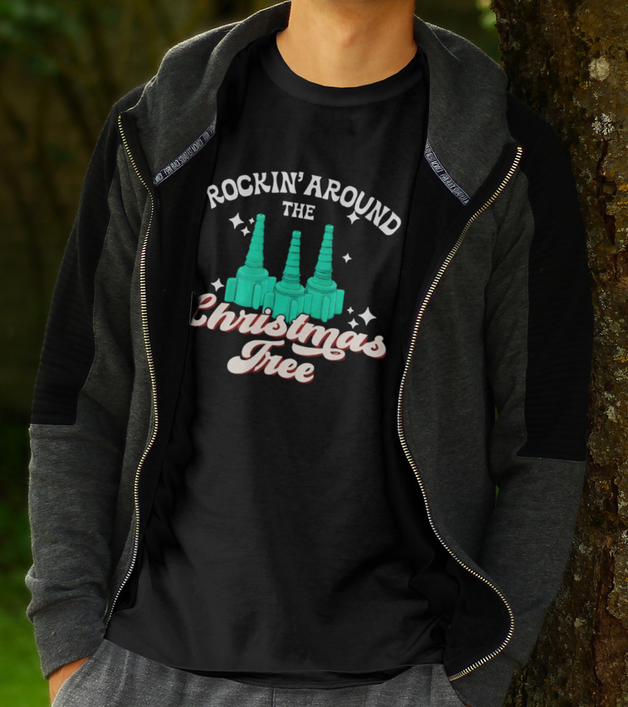 Rockin’ Around The Christmas Tree With Stylized Turquoise Towers T-Shirt
