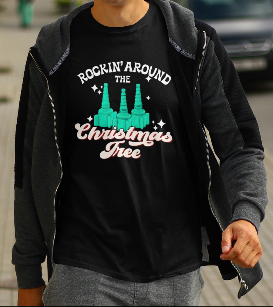 Rockin’ Around The Christmas Tree With Stylized Turquoise Towers T-Shirt