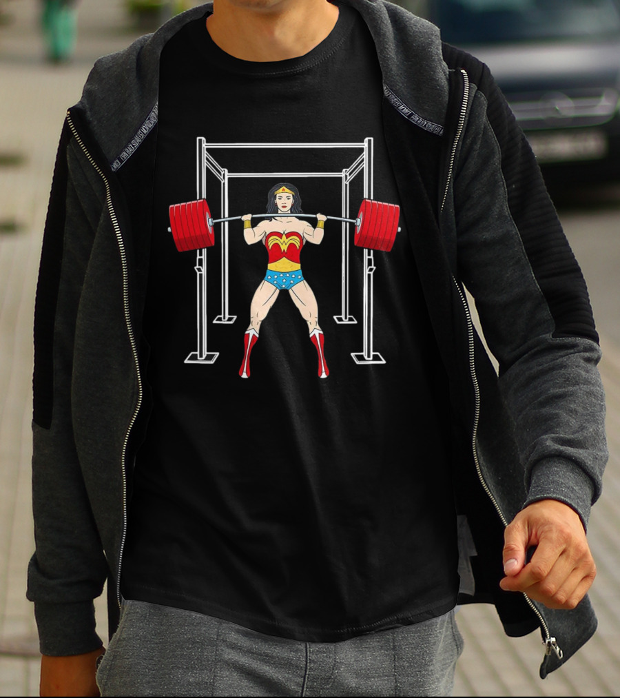 Wonder Woman Lifting Weights Gym Workout T-Shirt